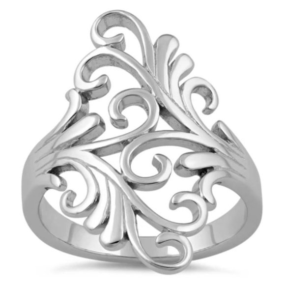 925 STERLING SILVER Unique Swirls Statement Ring - Picture 13 of 16